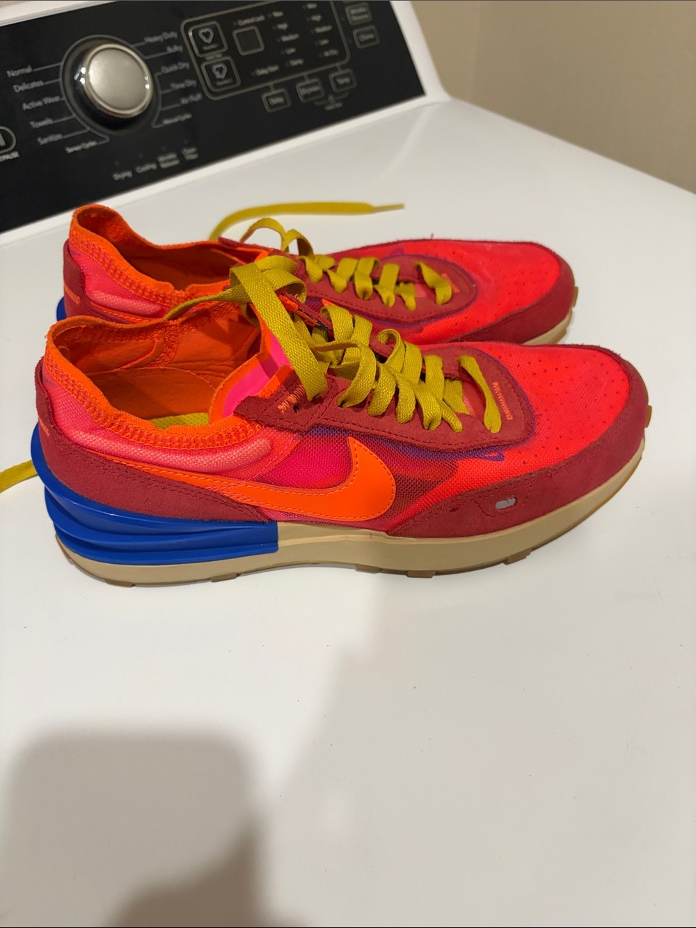 Nike Bright Red & Orange Sneakers with Yellow Laces